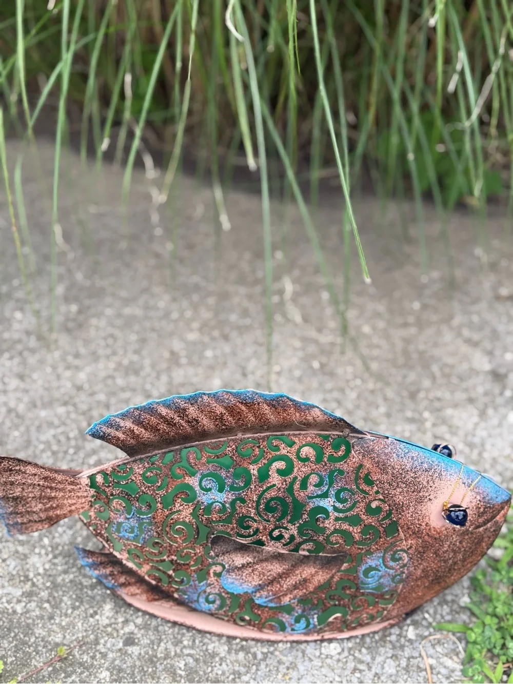 Fish solar LED solar light - Green and Copper